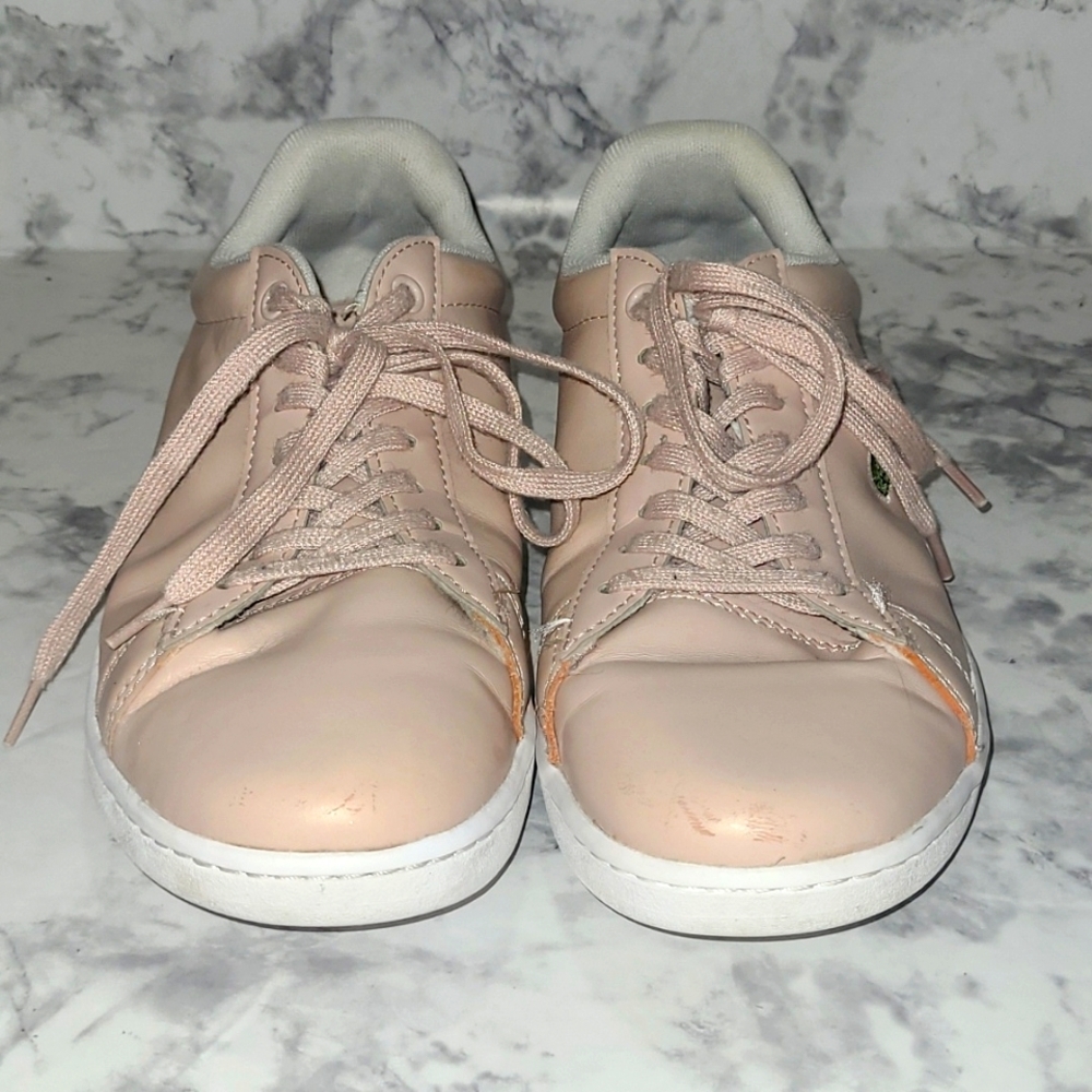 Lacoste Pink Leather Logo Sneakers Hydez Tennis Shoes Size 6 Preppy Barbiecore - Picture 5 of 9